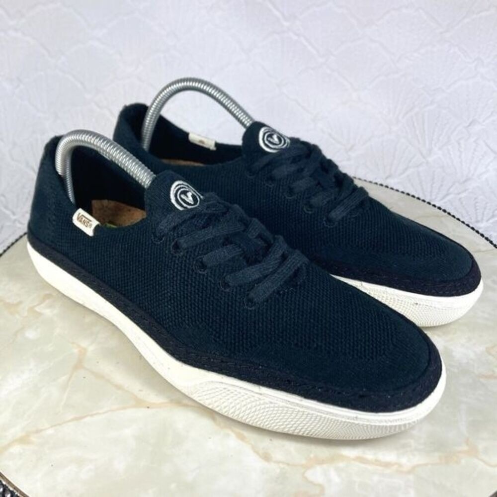 Vans Ecocush Circle Vee Lace-up Shoes Womens Sz 10 Black Low Top Casual Sneakers